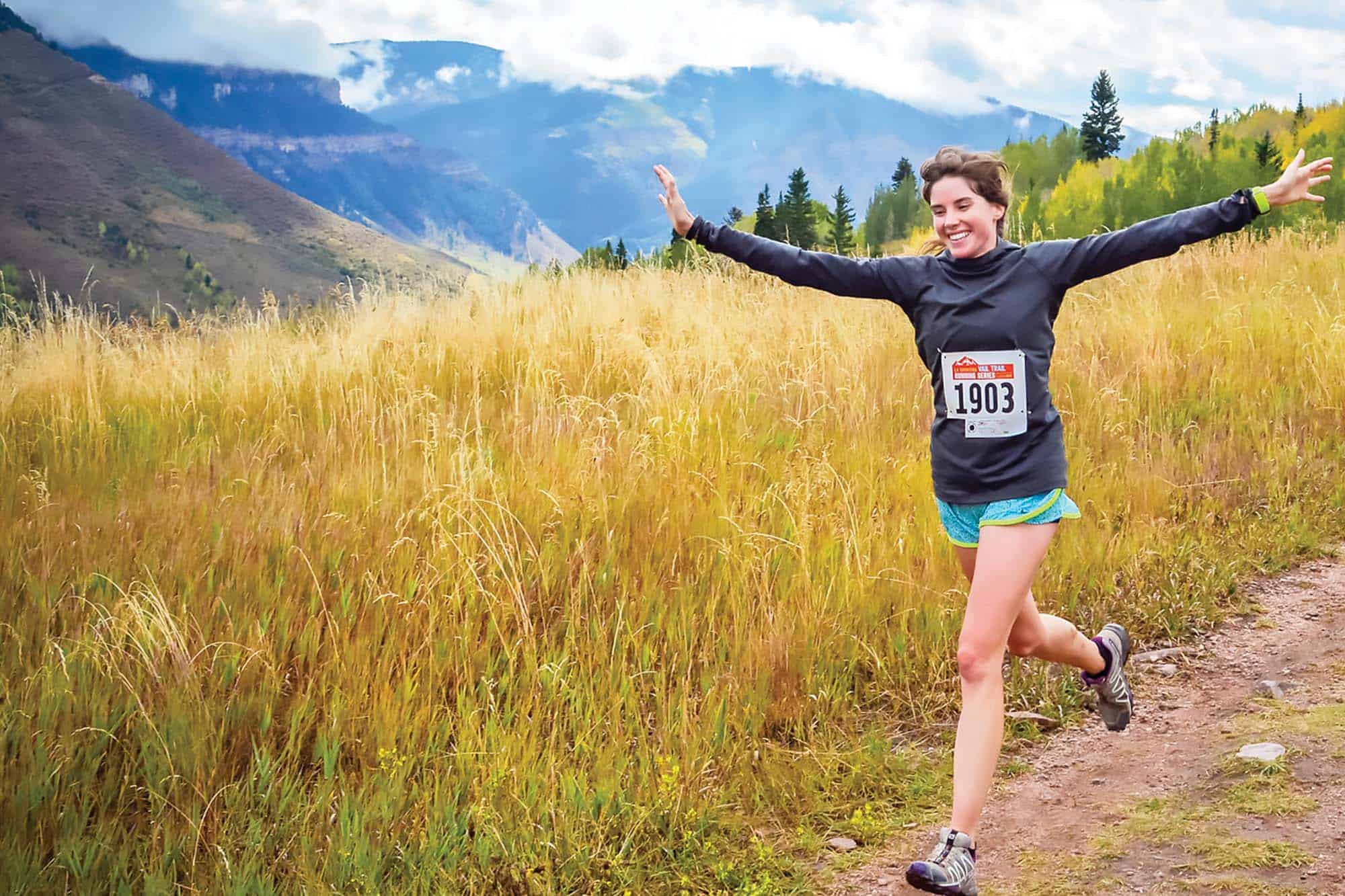A girl running for a competition in Vail Colorado