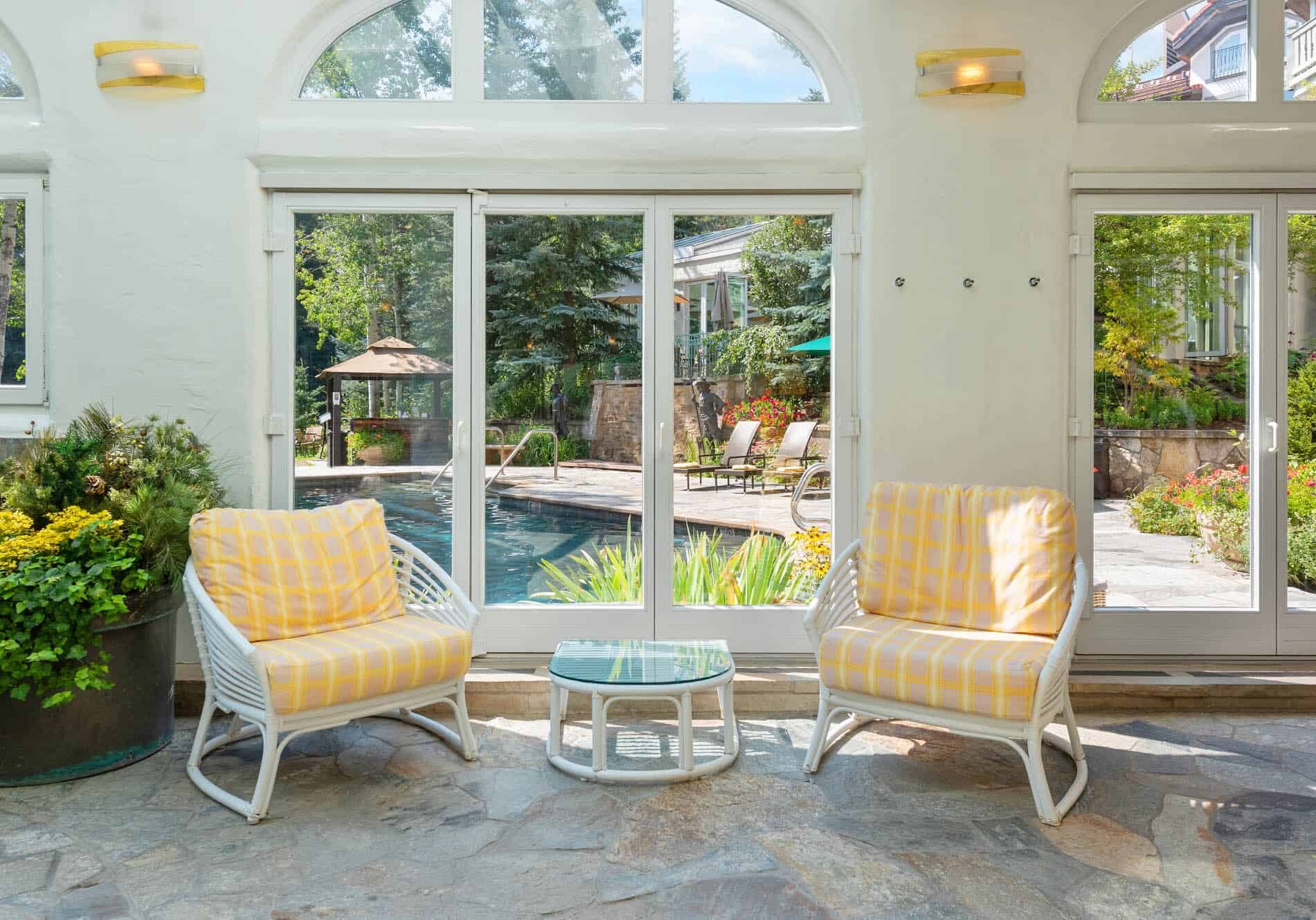 sonnenalp chairs and pool