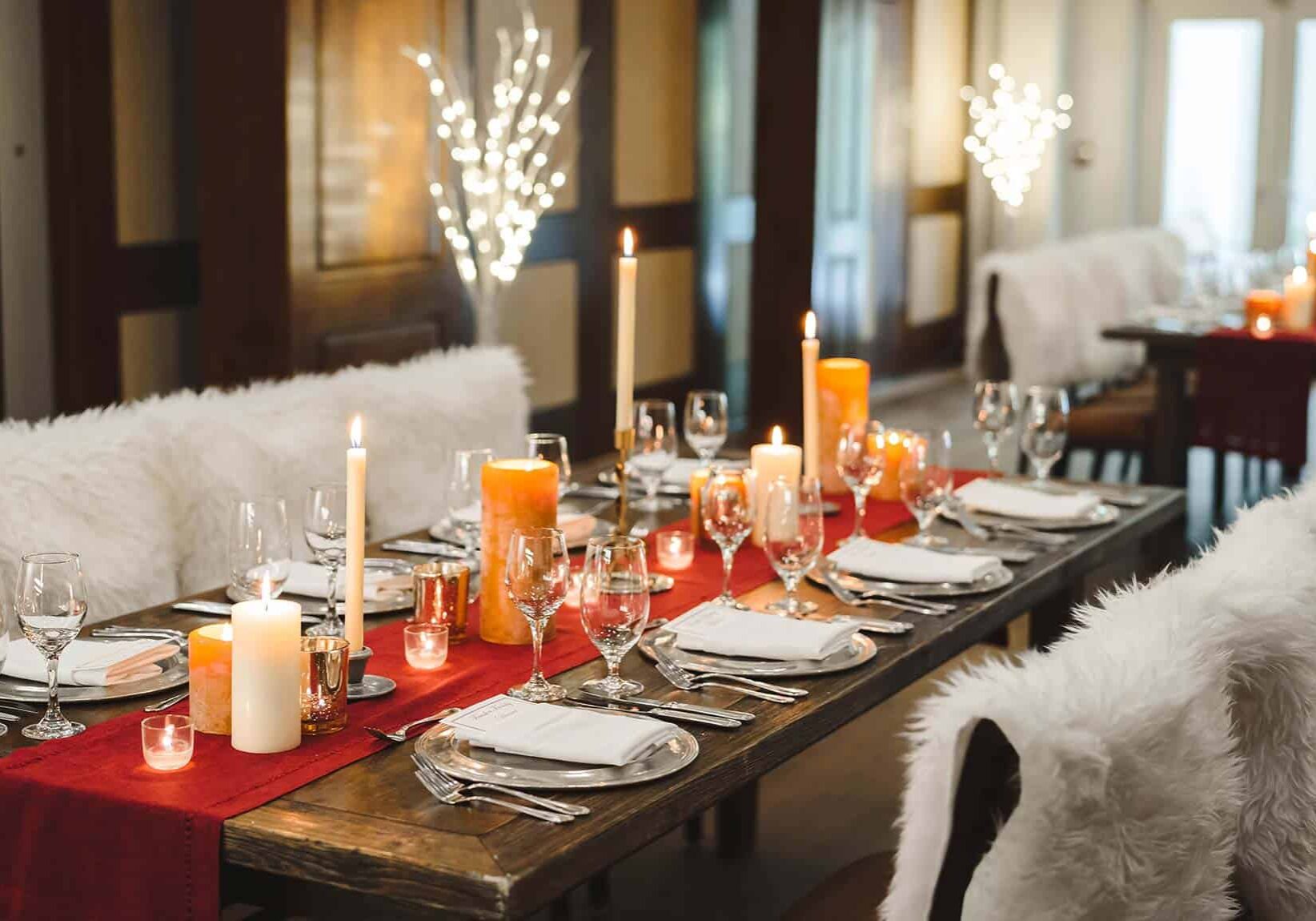 Allgau restaurant tables with placesettings and candles