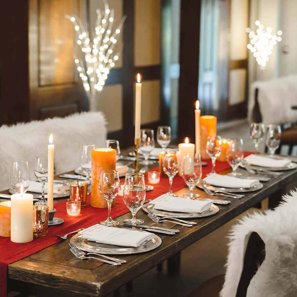 Allgau restaurant tables with placesettings and candles