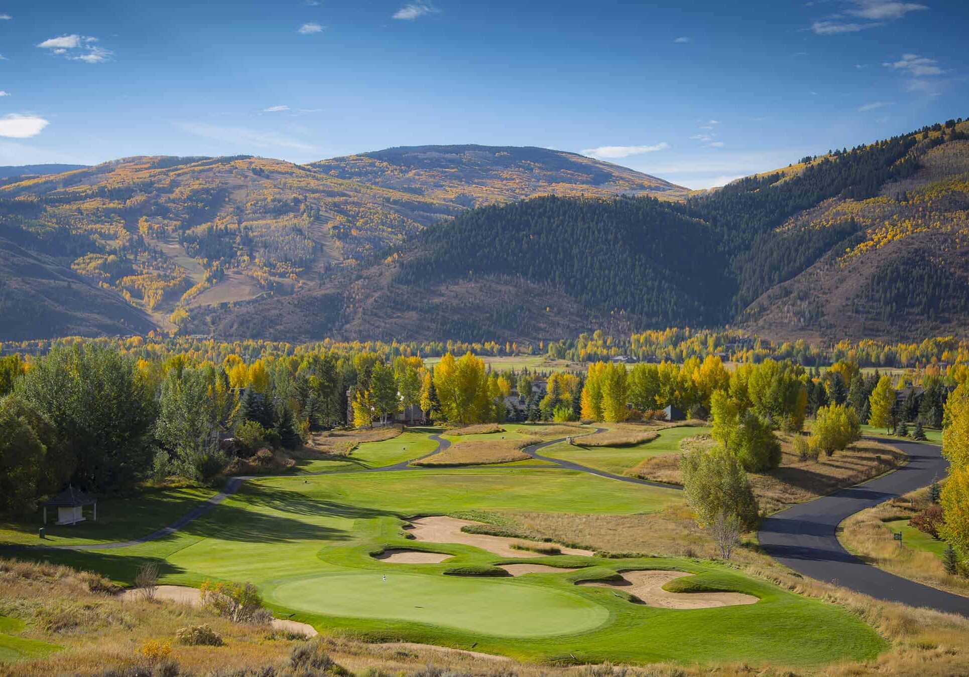 green at golf course on a sunny day